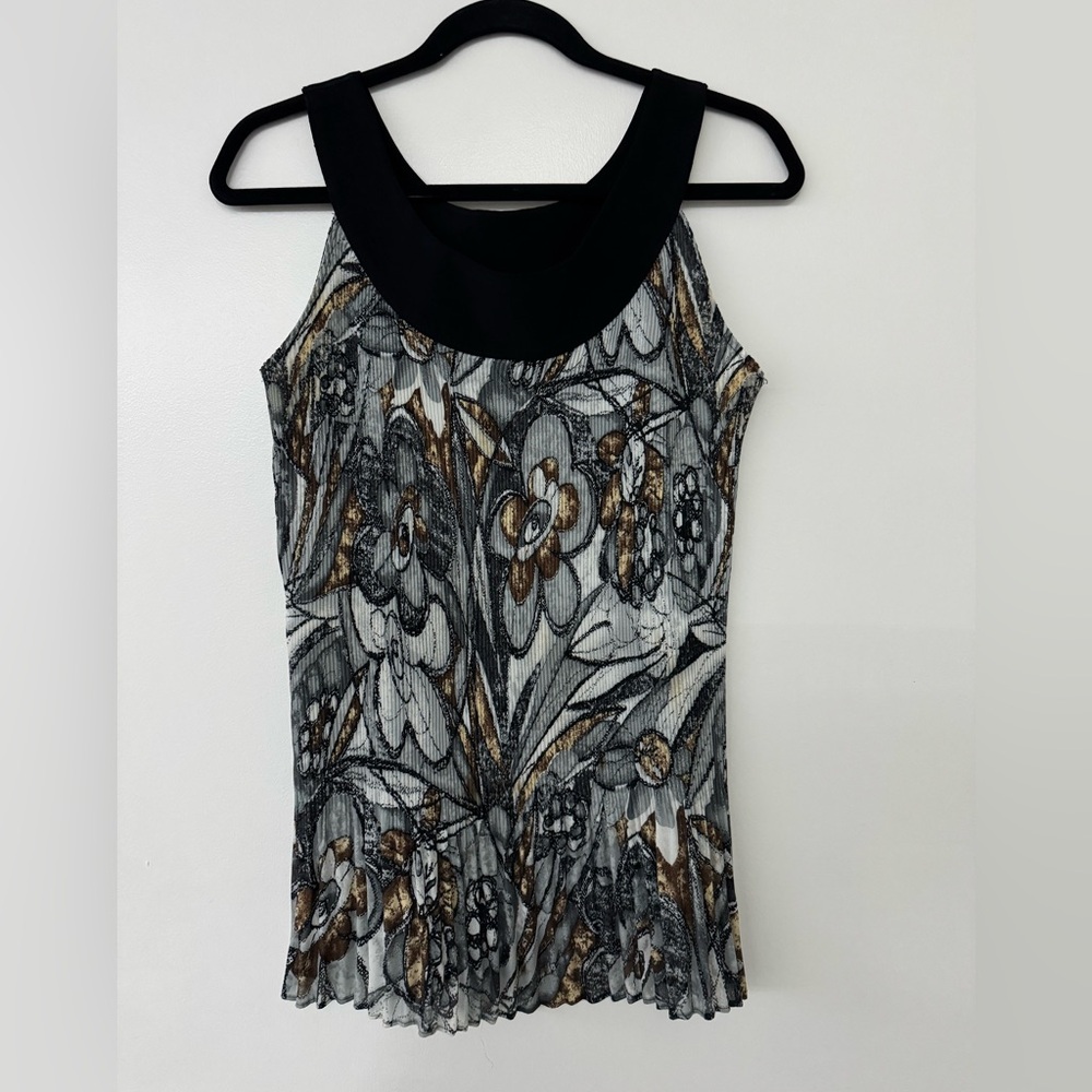 Vtg Black and Brown Floral Women's Blouse